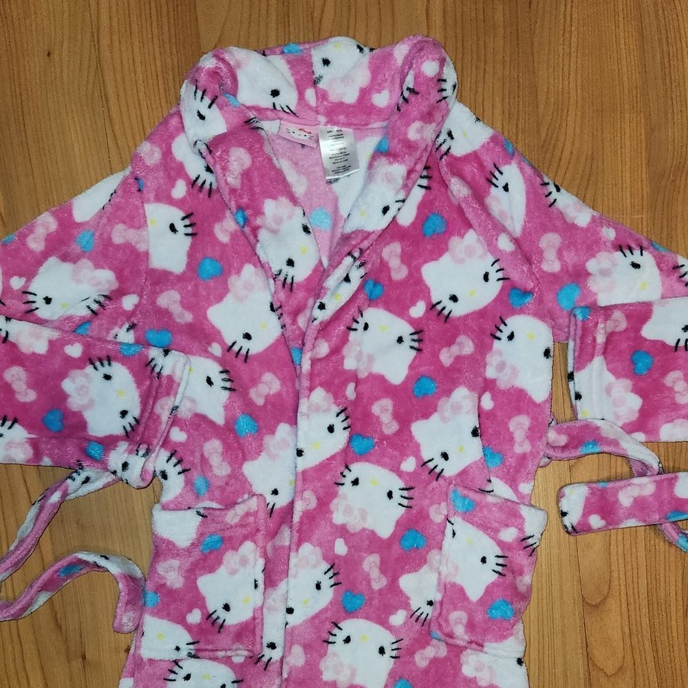 HELLO KITTY by Sanrio, Girls Soft Fleece Pink Robe, Size 10/12 EUC - Picture 4 of 8